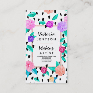 Cartão De Visita Brincadeira floral de cor aquosa moderna