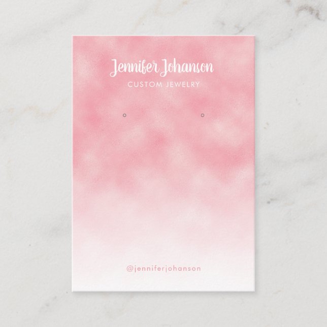 Cartão De Visita Brinco de joalheiro branco-rosa metálico moderno (Frente)