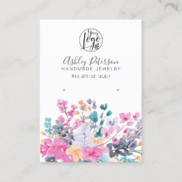 Cartão De Visita brinco de logotipo com coloração aquosa floral sec