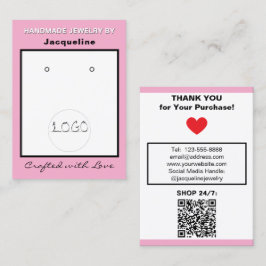 Cartão De Visita Brinco Joia Rosa Branco Código QR Logo
