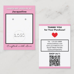 Cartão De Visita Brinco Joia Rosa Branco Código QR Logo