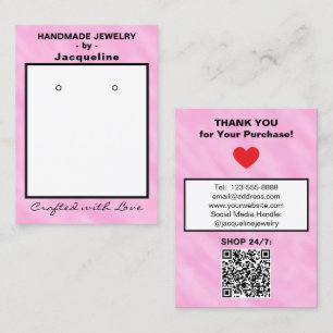 Cartão De Visita Brincos de Código QR de Aquarela Rosa Branco