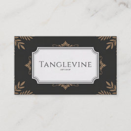 Cartão De Visita Bronze Botânico Formal e Clássico Negro