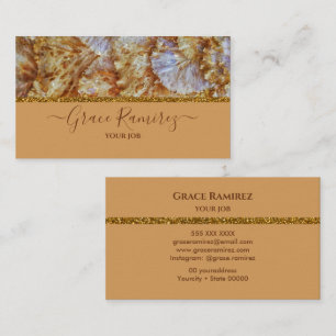 Cartão De Visita Bronze   Monograma de Agitação de Mármore com Glit