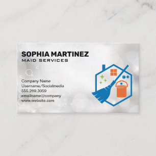 Cartão De Visita Broom Mop Bucket   Serviços De Limpeza   Faísca