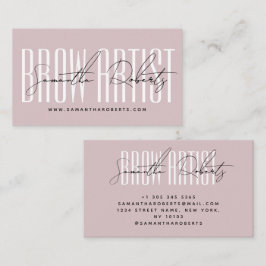Cartão De Visita Brow artist modern typography script neutral pink