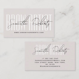 Cartão De Visita Brow artist modern typography script pink pearl