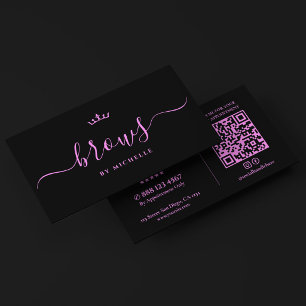 Cartão De Visita Brow Artist Preto Roxo Minimal Brows Studio 