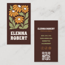 brown groovy sunflower soft business card