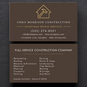 Cartão De Visita Brown Handyman Construction