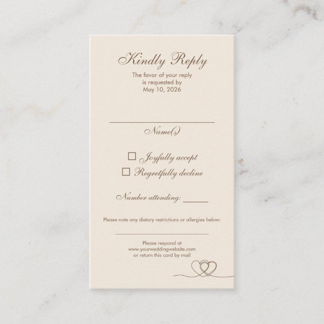 Cartão De Visita Brown Modern Mix and Match Wedding RSVP Card (Frente)