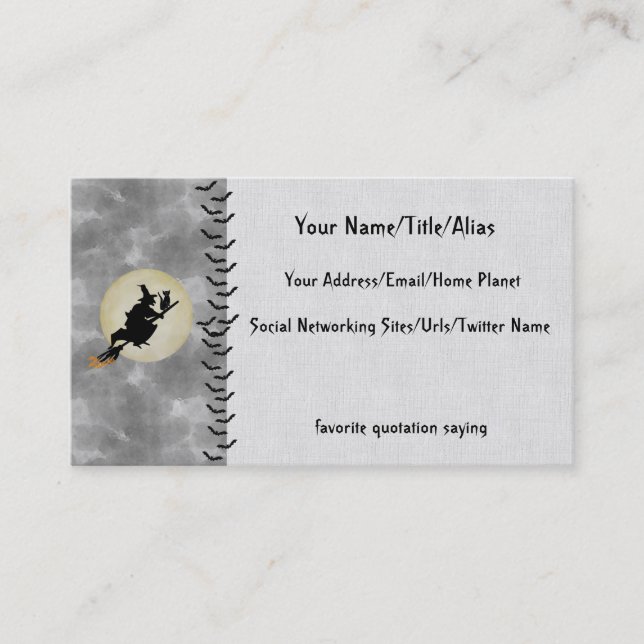 Cartão De Visita Bruxa e gato (Frente)