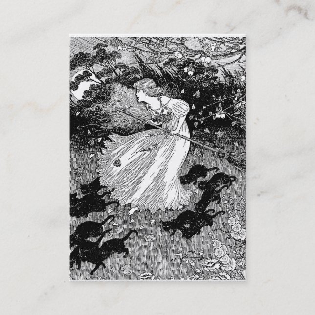 Cartão De Visita Bruxas e gatos pretos à lua (Frente)