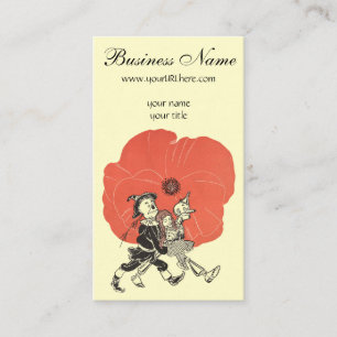 Cartão De Visita Bruxo Vintage de Oz, Dorothy com Flores de Papoula