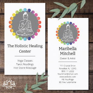 Cartão De Visita Buda Chakras Arco-íris Espiritual Metafísico Yoga