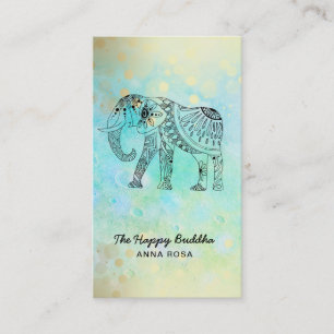 Cartão De Visita *~* Buda Glitter Dourada de Elefante Desenhado Mã