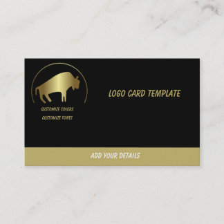 Cartão De Visita Búfalo Dourada de Logotipo de Animais Pré-Históric