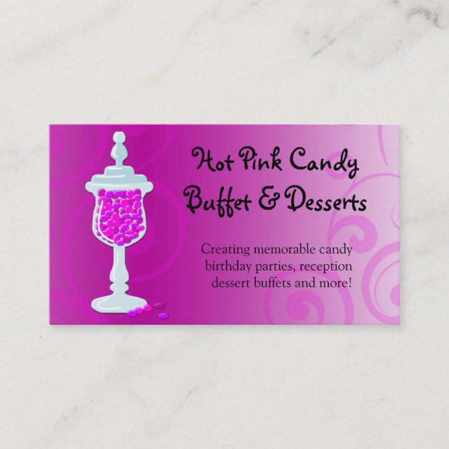 Cartão De Visita Bufê de Doces Rosa Choque Fuchsia (Frente)