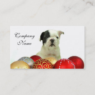 Cartão De Visita Buldogue francês do Natal