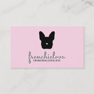Cartão De Visita Bulldogue francês rosa logotipo fofo simples pet s