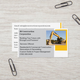 Cartão De Visita Bulldozer De Construção Amarelo Do Contratante Bra