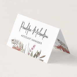 Cartão De Visita Buquê Boho com Letra Moderna e Código QR