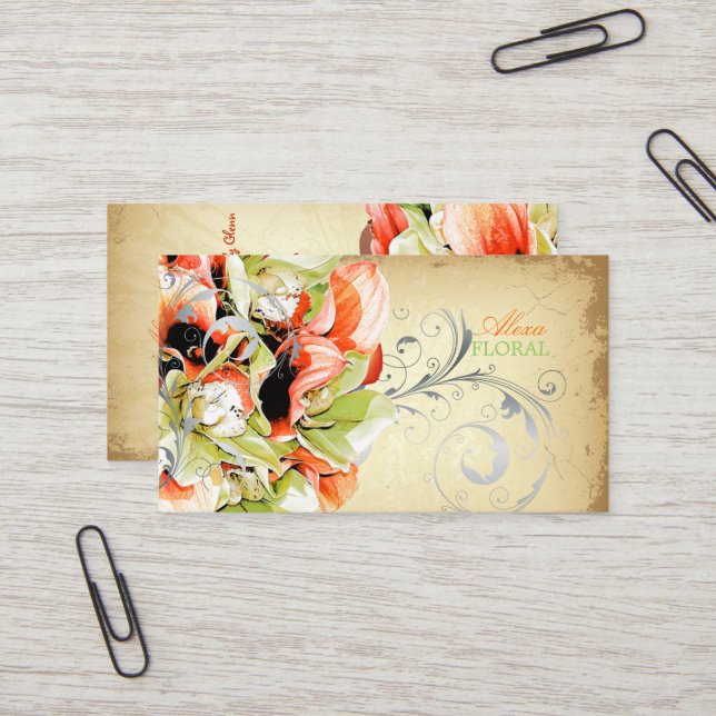 Cartão De Visita buquê de colheita PixDezines, floristas/cores viva (Frente/Verso In Situ)