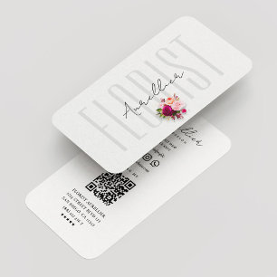 Cartão De Visita Buquê de Flor Florista Mínimo