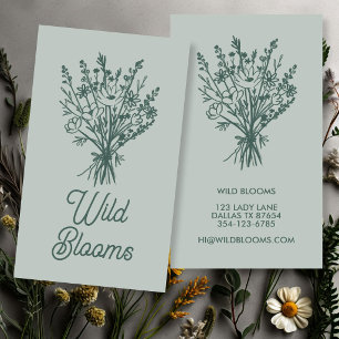 Cartão De Visita Buquê de Flores Silvestres Rústico Minimal Floral 