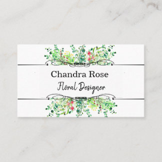 Cartão De Visita Buquê Floral Colorido de Aquarela Personalizado