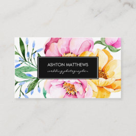 Cartão De Visita Buquê floral da aguarela elegante