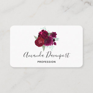 Cartão De Visita Buquê Floral Elegante Magenta Rosa