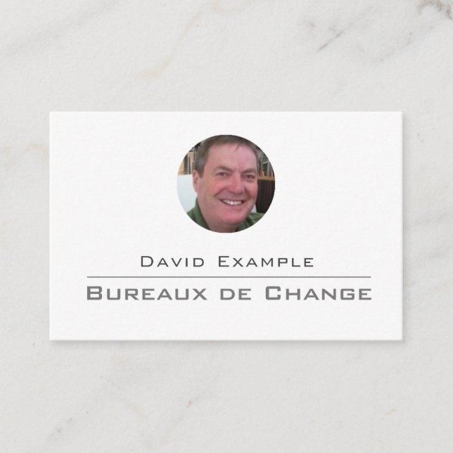 Cartão De Visita Bureaux de Change com Foto do Titular (Frente)