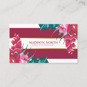 Cartão De Visita Burgundy Exótica Floral listrada