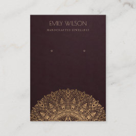 CARTÃO DE VISITA BURGUNDY FAUX DOURADO ORNAMENTADO MANDALA EARRING