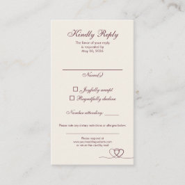 Cartão De Visita Burgundy Modern Mix and Match Wedding RSVP Card