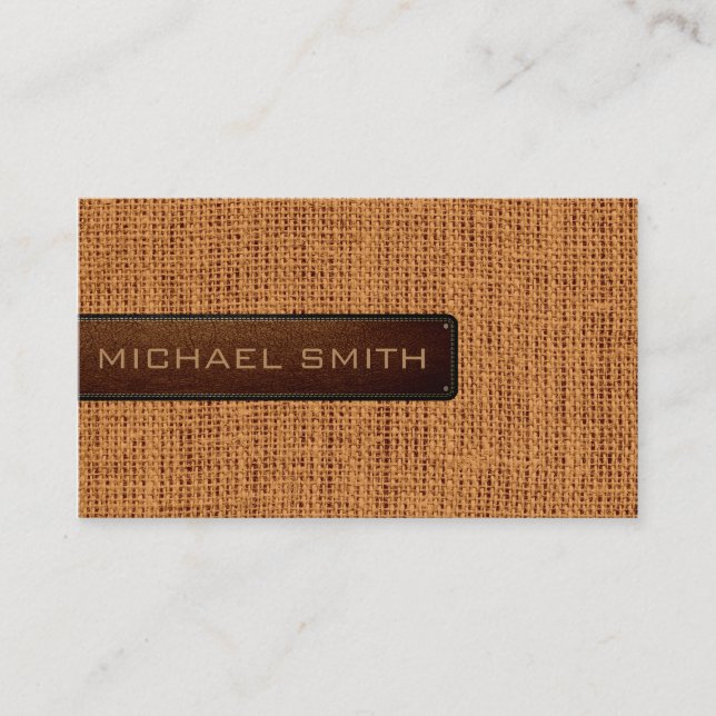 Cartão De Visita Burlap Linen Rustic Jute (Frente)
