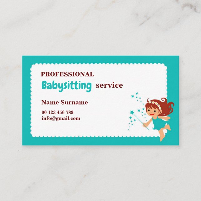 Cartão De Visita Business card for babysitter, childcare (Frente)
