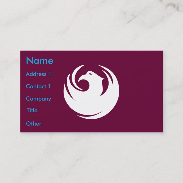Cartão De Visita Business Card with Flag of Phoenix City, Arizona (Frente)