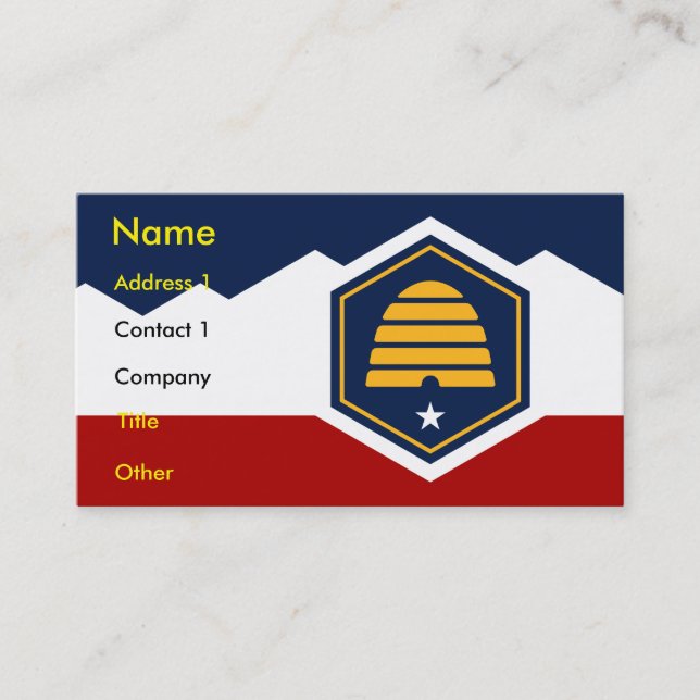 Cartão De Visita Business Card with Flag of Utah, USA (Frente)