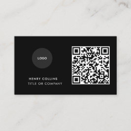 Cartão De Visita Business Card with QR Code | Black Modern Design
