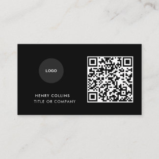 Cartão De Visita Business Card with QR Code | Black Modern Design