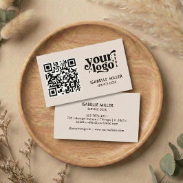 Cartão De Visita Business Card with QR Code | Modern Beige Design