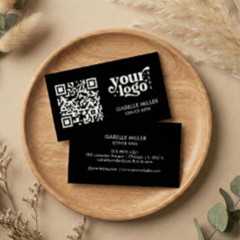Cartão De Visita Business Card with QR Code | Modern Black Design