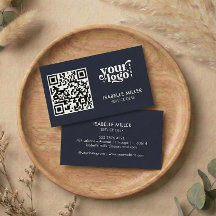 Business Card with QR Code | Modern Navy Design
