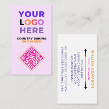 Business Logo & QR Code | White & Pink Bakery