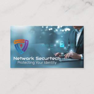 Cartão De Visita Business Man protegendo dados   Rede criptografada