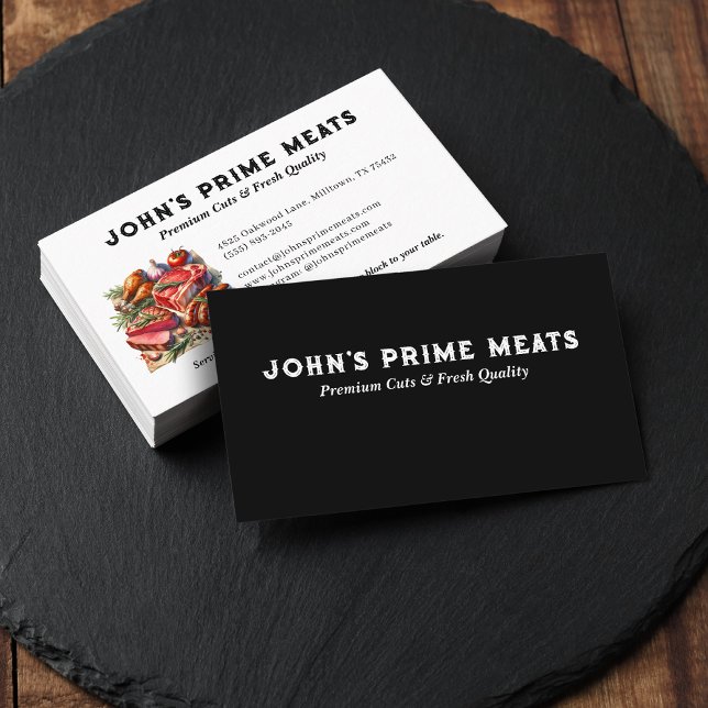 Cartão De Visita Butcher compre carne premium corta slogan e slogan (Criador carregado)