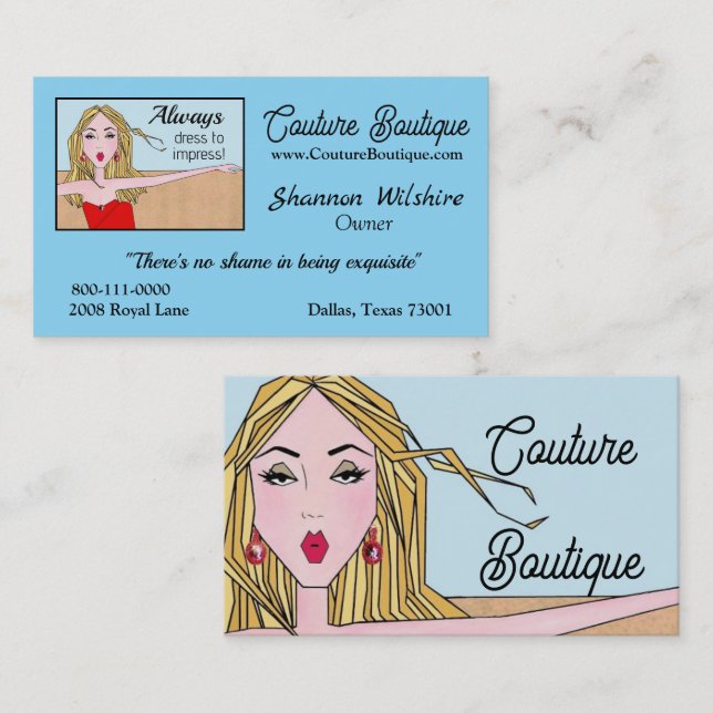 Cartão De Visita Butique de Couture (Frente/Verso)