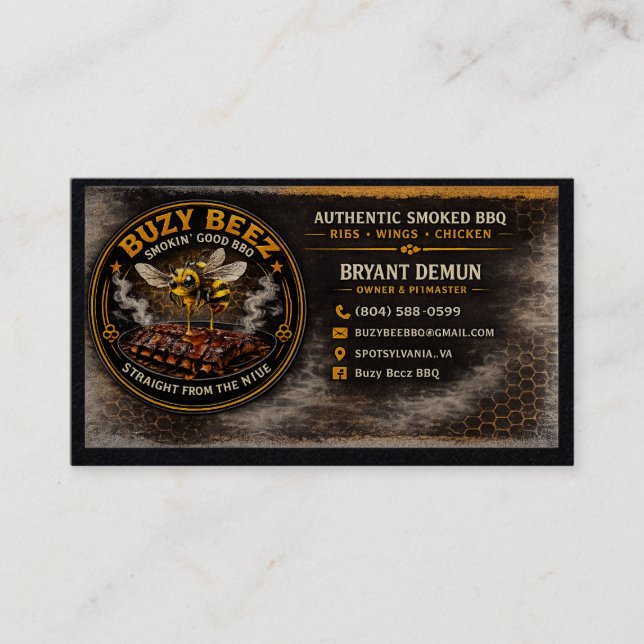Cartão De Visita Buzy Bee BBQ (Frente)